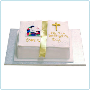 Bible confirmation cake - open book