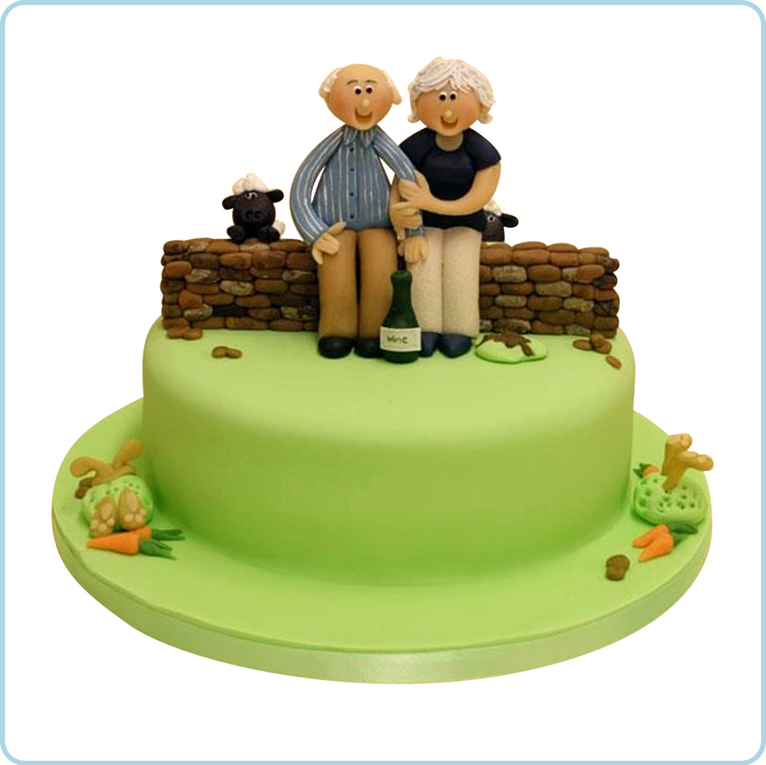 Man on garden bench with dog, glass and flower pots edible birthday Cake  Topper | eBay